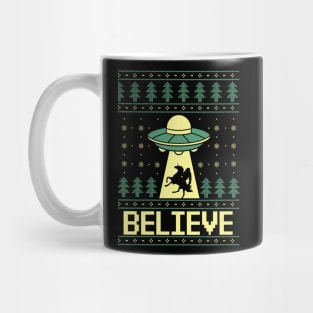 Believe Bigfoot UFO Unicorn Ugly Christmas Sweater Xmas Mug